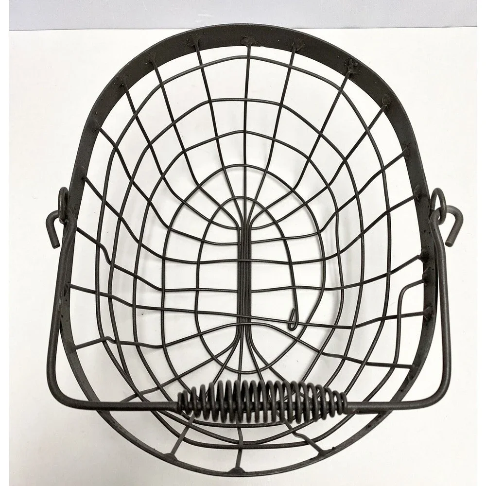 Metal wire basket with Handle Farmhouse cottagecore‎ gift basket 10.75”Lx8”Wx5”H